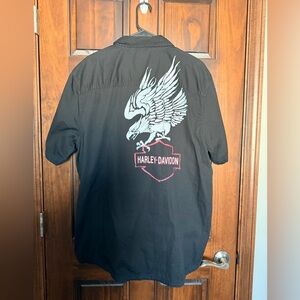 Harley-Davidson Black Buttondown Shirt with Eagle Design